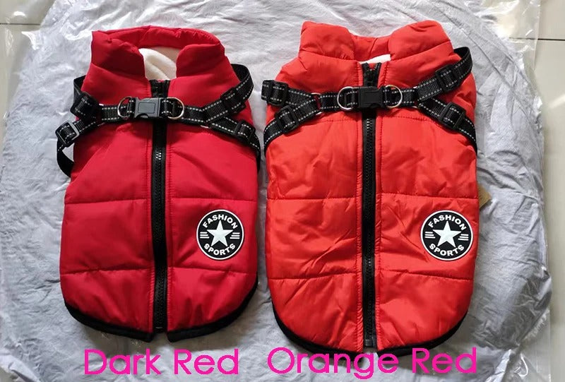 Waterproof Warm Winter Coat With Harness For Dogs