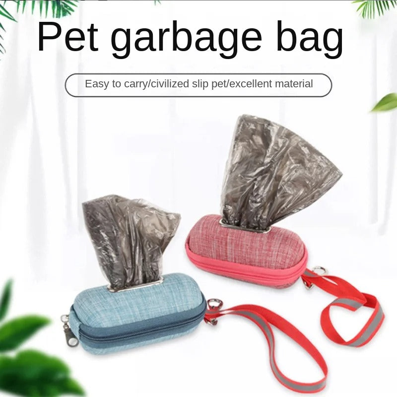 Dispenser Pick-Up Dog Poop Bags Holder With Rope Cleaning Waste Garbage Box