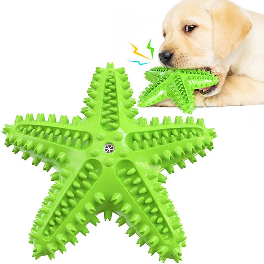 Squeak Chew Molar Teeth Cleaning Starfish Dog Interactive Toy