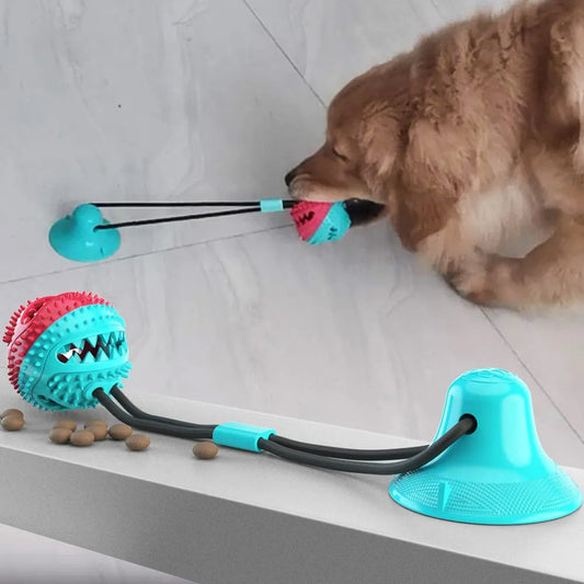 Food Leaking Ball and Tooth Cleaning Pet Supplies with Suction Cup Ropes