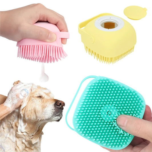 2.7oz/80ml Pet Dog Soft Silicone Rubber Shampoo Brush