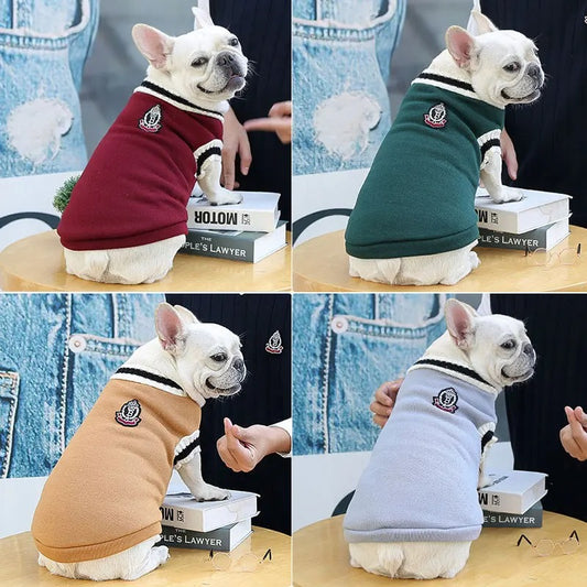 Winter Warm College Style V-neck Sweater For Dog