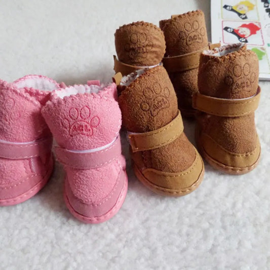 4pcs Thick Warm Rain Snow Carton Boots for Dog