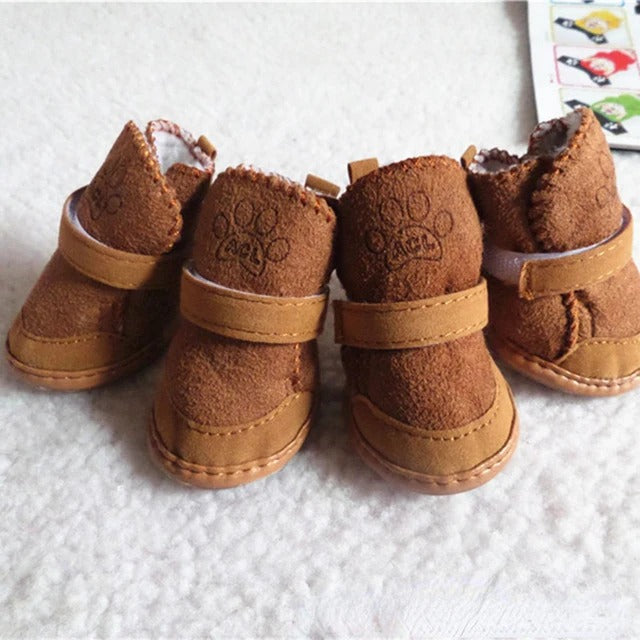 4pcs Thick Warm Rain Snow Carton Boots for Dog